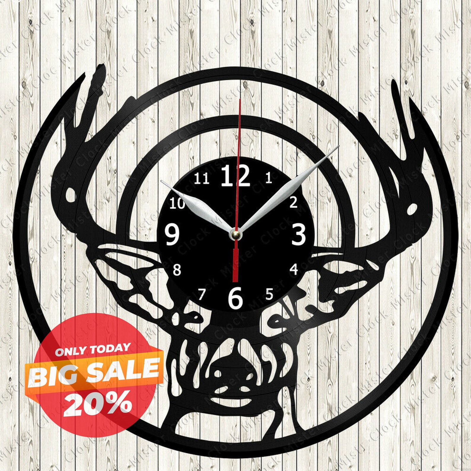 Deer Vinyl Record Wall Clock Decor Handmade 6235 Etsy