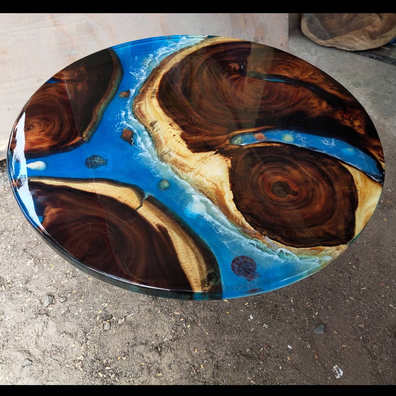 Sea Table Epoxy beach Table Epoxy center table Natural wood Etsy
