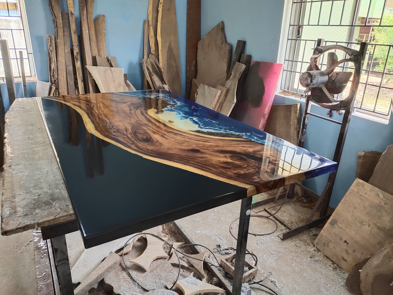 Epoxy Tisch Epoxy Tisch Esstisch Mittig Tisch Live Edge | Etsy