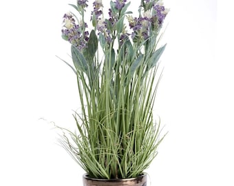 Tall Artificial Lavender Plant in Bronze Ceramic Pot - 66cm - 4 Colours - Realistic Faux Floral Gift for Home Décor