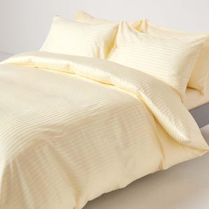 Luxury Egyptian Cotton Duvet Cover Set 330 Thread Count: Satin Stripe, Hypoallergenic