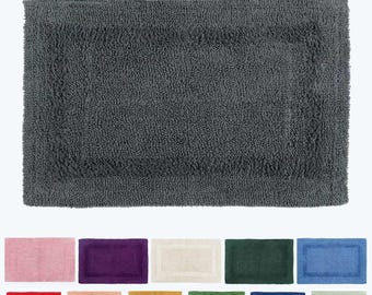 Luxury Reversible 100% Cotton Bath Mat – Super Absorbent, Soft, 50x80cm, Hand-Tufted, Eco-Friendly, 12 Colours, Machine Washable