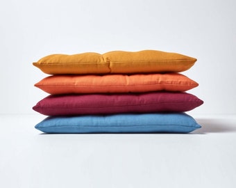 Plain Seat Pad with Button Straps 100% Cotton, Dining Room Seat Pad, Single & Pack of 4