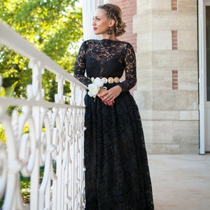 Long sleeve black lace dress online