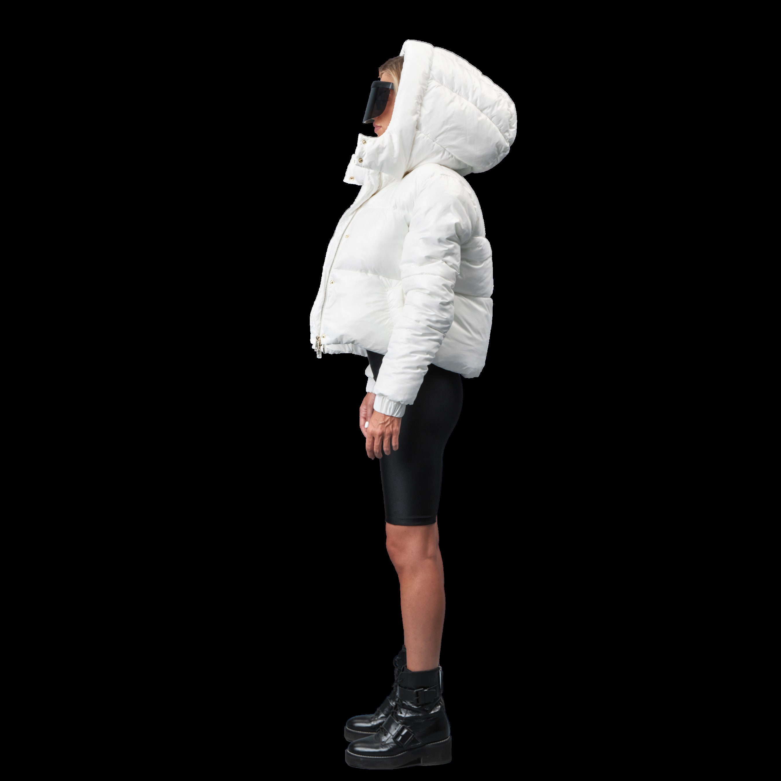 SCULPTOR ダウンCropped Puffer Down White White Puffer Jacket, Bomber Jacket, Down Cropped Jacket