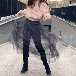 Long Black Mesh Tulle Skirt, Transparent Maxi Tutu Skirt, Sheer High Waist Skirt, Sexy Tulle Overskirt, See Through Skirt, Plus Size