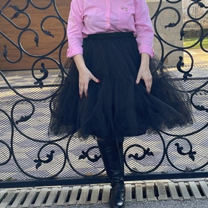 Midi Black Tulle Skirt, Tiered Circle Tulle Skirt, Maxi High Waist Tutu Skirt, Sexy Layered Fluffy Skirt, Wedding Tulle Skirt, Plus Size