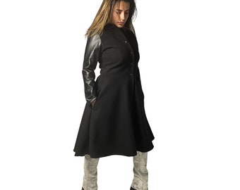 Swing Wool Princess Coat, Womens Fit And Flare Winter Coat, Long Black Trench Coat, Elegant Dress Coat, Plus Sizе Clothing