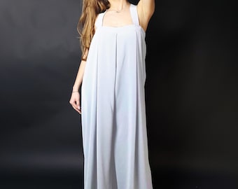 Weißer breiter Bein Jumpsuit, Plus Size Wedding Palazzo Strampler, 2x 3x 4x Sommer Overall, lockerer Haremsanzug, Ästhetische Kleidung, Cocktail