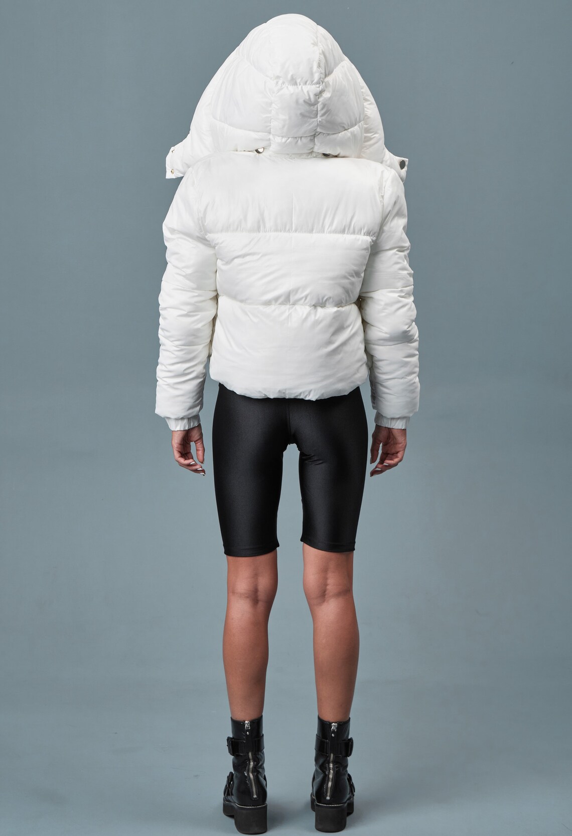 White Puffer Jacket, Bomber Jacket, Down Cropped Jacket, Winter Hooded ...