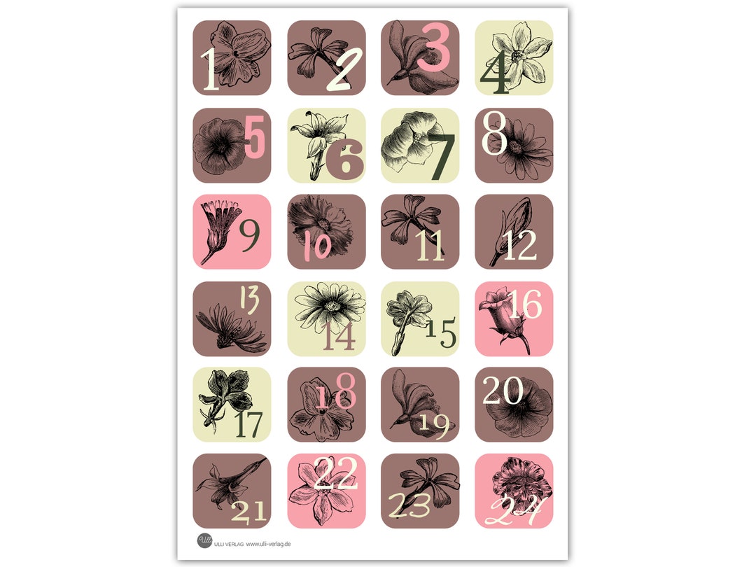 Advent Calendar Numbers 3 Colorful Cut-out Sheet - Etsy