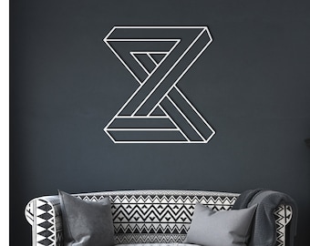 Impossible Z Metal Wall Art, Optical Illusion Decor, Indoor Outdoor