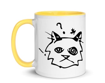 Happy Cat, Frazzled Cat Mug with Inside Color