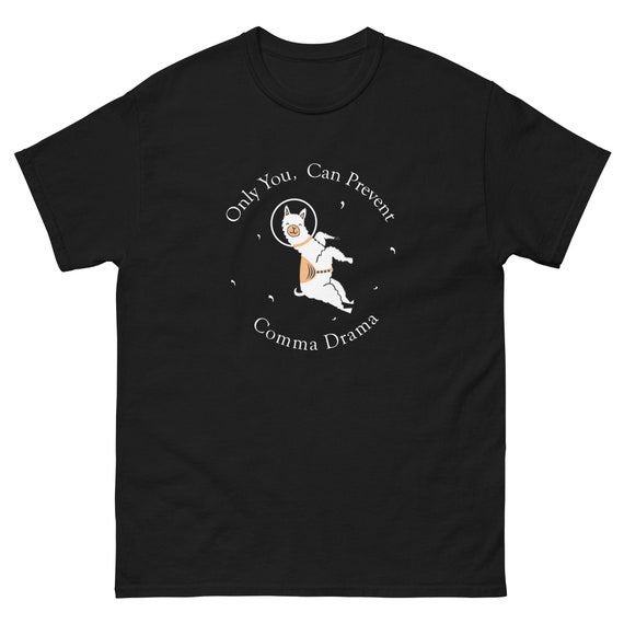 Oxford Comma Llama Grammar Nerd Tee Shirt Black Text Oxford Comma Llama Grammar Nerd Tee Shirt Black Text