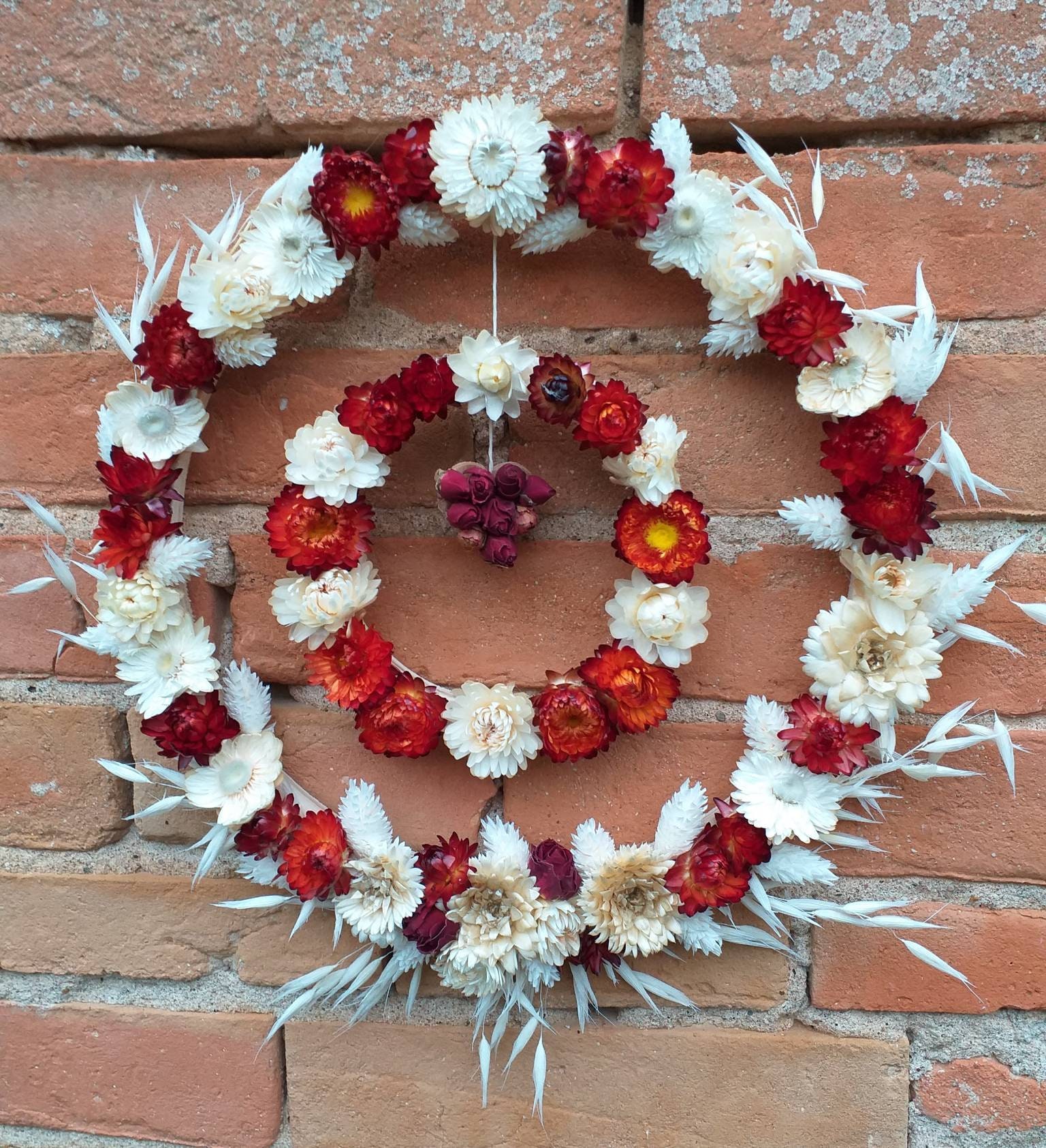 Double Couronne en Fleurs Séchées 25cm, 13cm