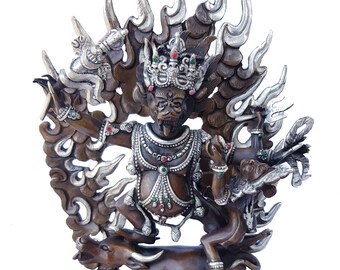 Yamataka Statue Nepali Art oxidized and Silver plated 11"