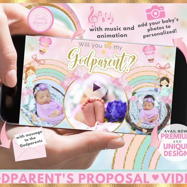 Will you be my Godparent Video Godparents Proposal Baptism Gift Godmother Godfather Proposal Ideas(FREE Add Photos)