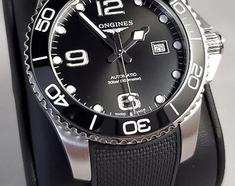 Longines Hydroconquest 39 mm automatico da uomo BlackL3.780.4.56.9, orologio automatico, orologio da uomo, orologio GMT artigianale, sportivo