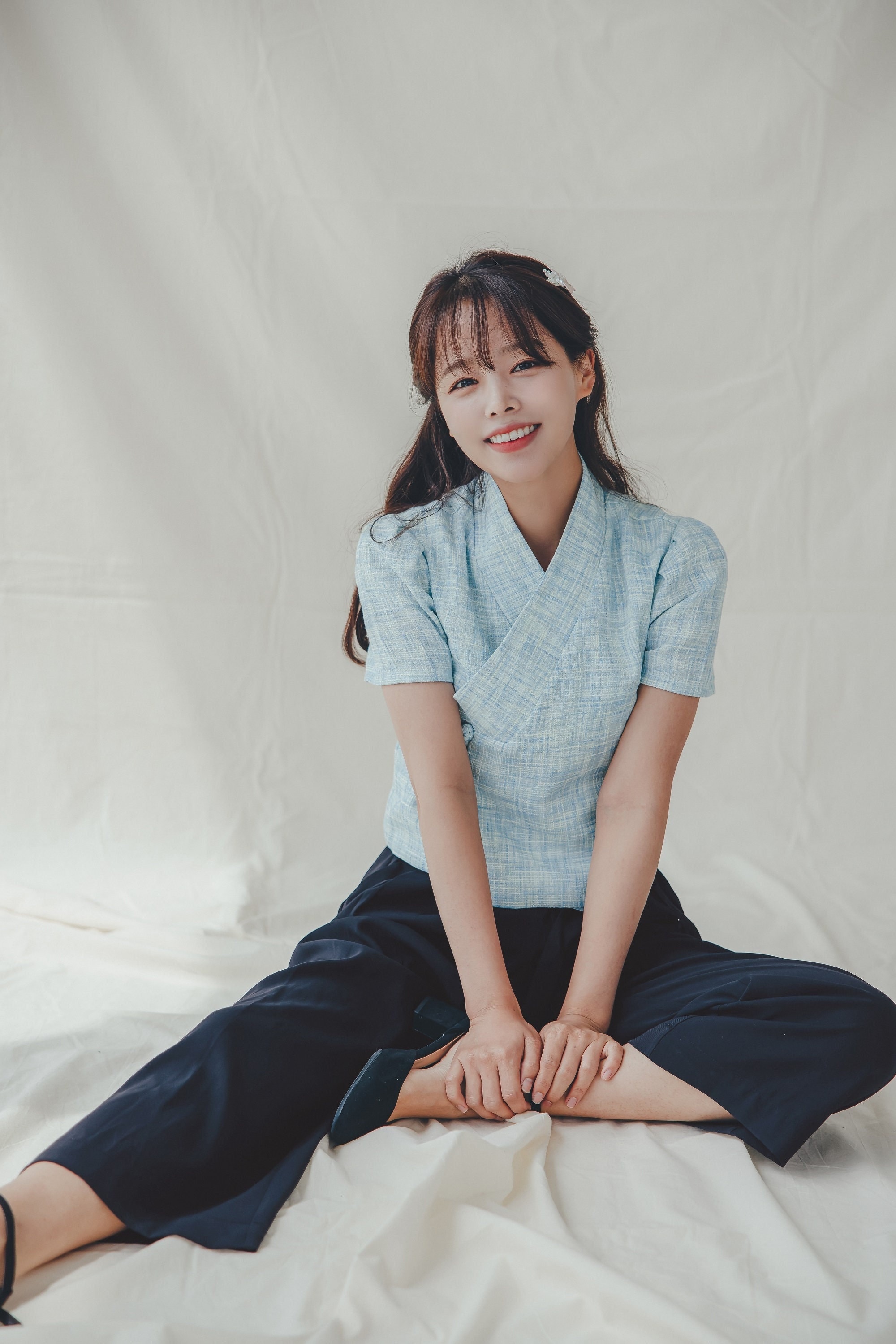 Blue Modern Hanbok Jeogori Handmade Korea Hanbok Casual Wedding