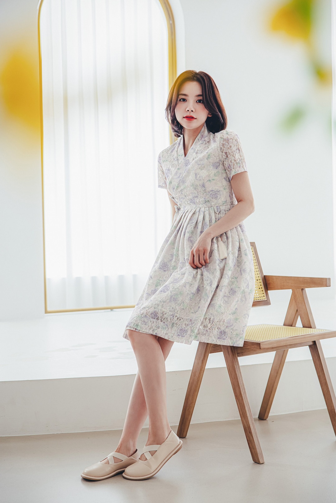 White&Purple Floral Dress | Modern Hanbok Dress | Korea Handmade | Short, Mini Dress | Occasion clothing for women | Korean Hanbok | MO.7_1 White&Purple Floral Dress | Modern Hanbok Dress | Korea Handmade | Short, Mini Dress | Occasion clothing for women | Korean Hanbok | MO.7_1