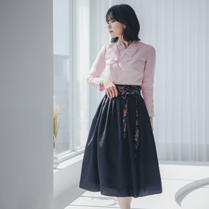 White Modern Hanbok Jeogori | Handmade Korean Hanbok  | Modern hanbok Dress | women hanbok | Black wrap Skirt | J.27