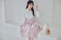 White Modern Hanbok | Korean Handmade Hanbok | wedding, occasion jeogori | Classy clothing for women | Pink wrap Skirt | Norigae | J.12 product logo