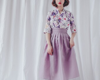 moon様　③美品★チョゴリ　韓服　オレンジピンク×白花柄 moon様 ③美品☆チョゴリ 韓服 オレンジピンク×白花柄 - メルカリ