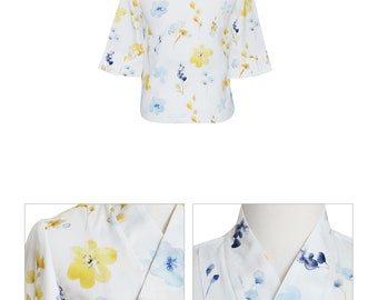 White Yellow Modern Blouse Modern Hanbok Jeogori Korean