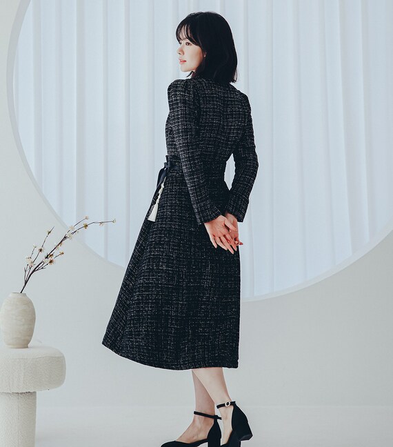 Black Tweed Dress | Korean Modern Hanbok | Modern Hanbok Dress