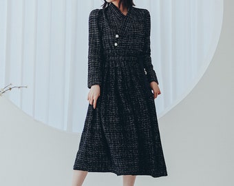 Black tweed Dress | Korean Modern Hanbok | Modern Hanbok Dress | Casual dress for women | Occasion dress | Two pieces dress | TW.1