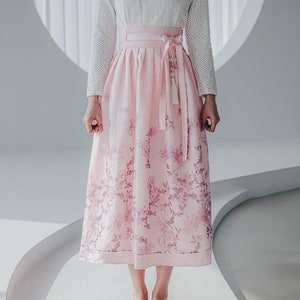 White Modern Hanbok Skirt | Korean Handmade Hanbok | Classy skirt for women clothing | One Free size | Women Hanbok wrap skirt | WS.43