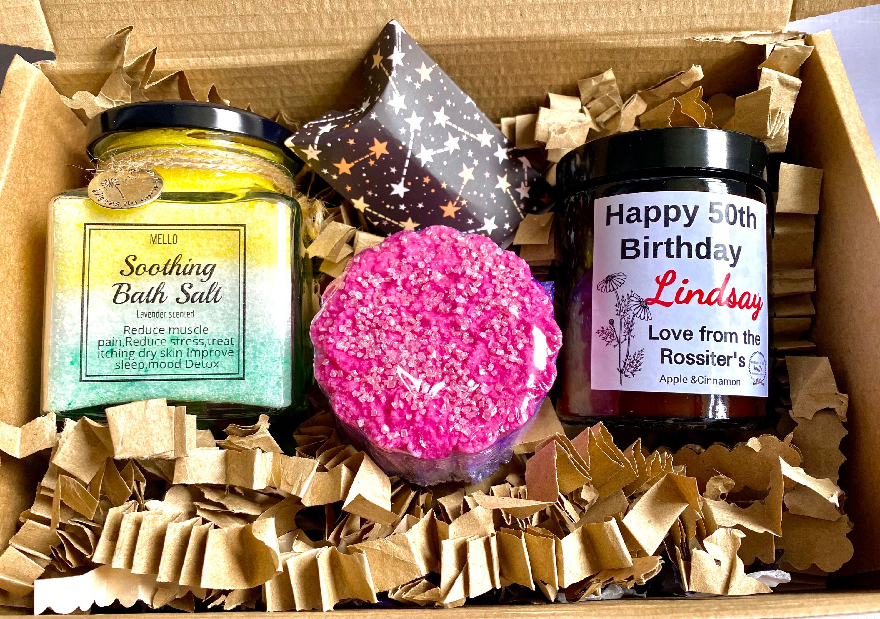 Soothing Bath salts with personalised Candle Bath Bomb and Etsy