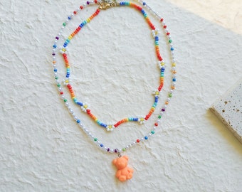 Rainbow Beads Necklace Set