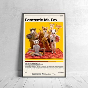 Fantastic Mr Fox | JWes Anderson, Minimalist Movie Poster, Vintage Retro Art Print, Custom Poster, Wall Art Prin, Home Decor