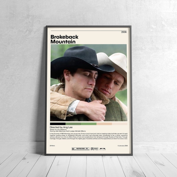 Brokeback Mountain Poster | Ang Lee, Minimalist Movie Poster, Vintage Retro Art Print, Custom Poster, Wall Art Prin, Home Decor