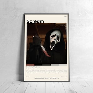 Scream Movie Poster | Wes Craven, Margot Robbie Minimalist Movie Poster, Vintage Retro Art Print, Custom Poster, Wall Art