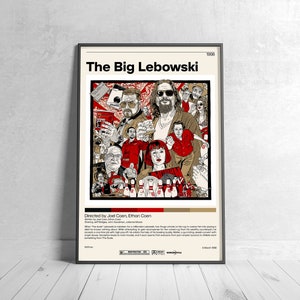 The Big Lebowski Poster Joel Coen, Ethan Coen, Minimalist Movie Poster, Vintage Retro Art Print, Custom Poster, Wall Art Print image 1