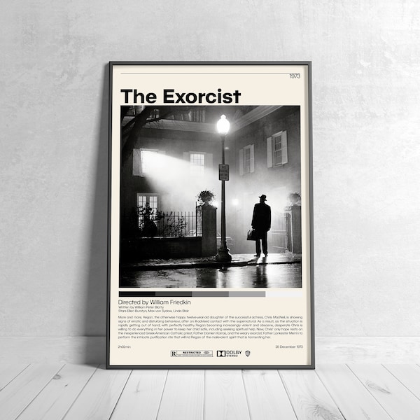 The Exorcist Poster | William Friedkin, Minimalist Movie Poster, Vintage Retro Art Print, Custom Poster, Wall Art Print, Home Decor