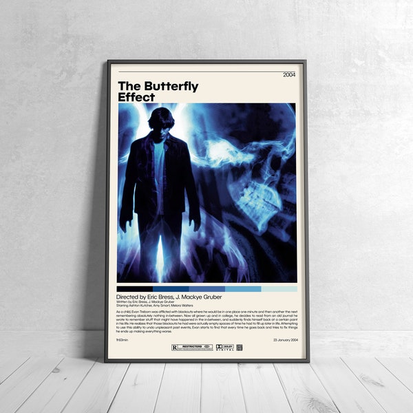 Der Schmetterlingseffekt | Eric Bress, J. Mackye Gruber MinimalistIsches Filmposter, Vintage Retro Kunstdruck, Custom Poster, Wall Art Print