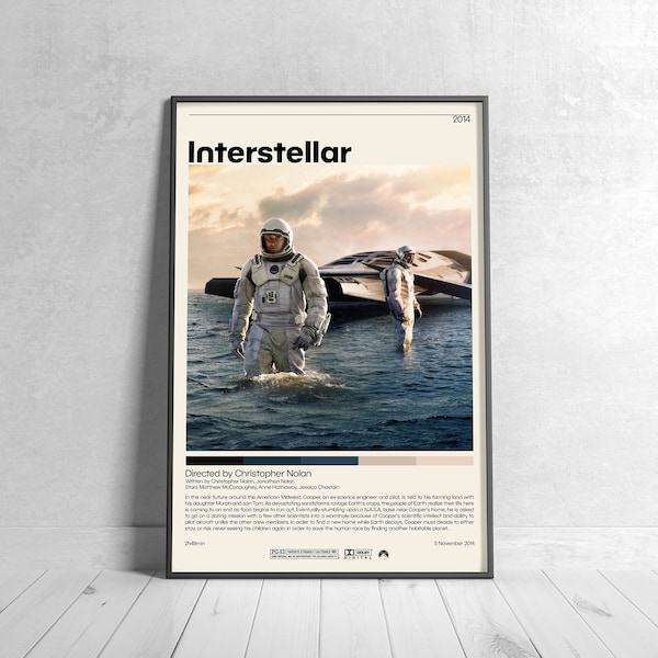 Interstellar Movie Poster | Christopher Nolan Minimalist Movie Poster, Vintage Retro Art Print, Custom Poster, Wall Art Print