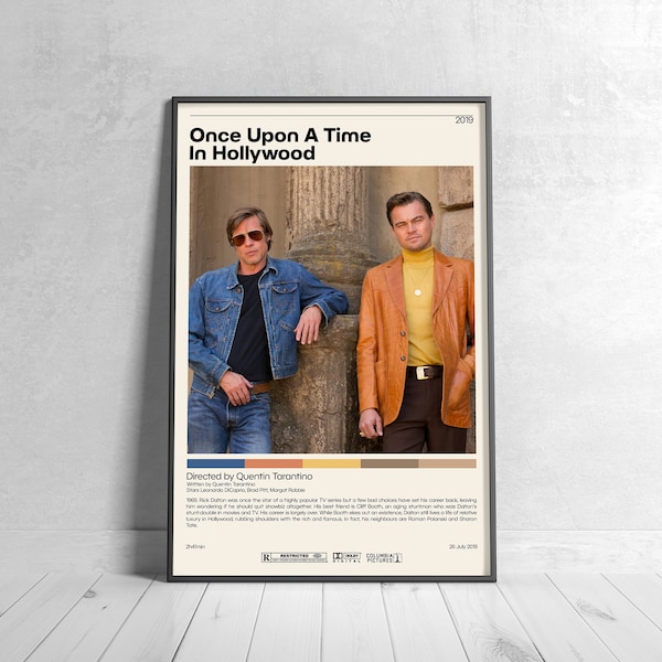 Once Upon A Time In Hollywood Movie Poster | Quentin Tarantino Minimalist Movie Poster, Vintage Retro Art Print, Custom Poster, Wall Art