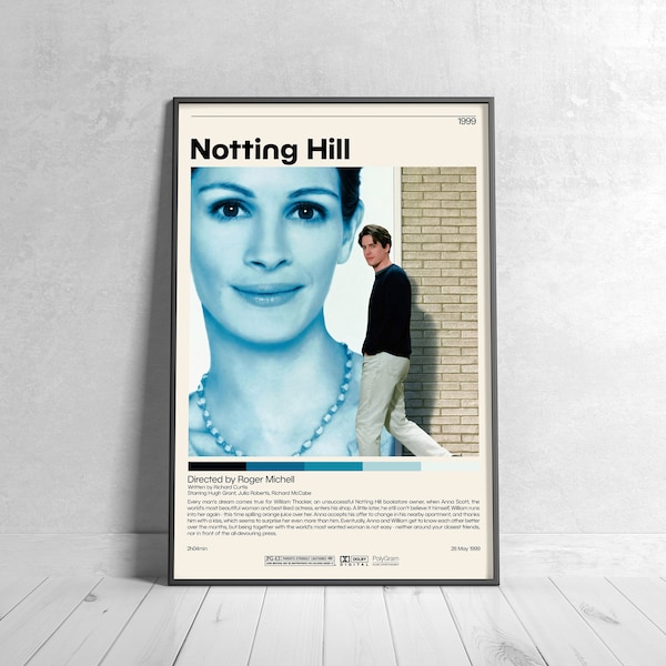 Notting Hill | Roger Michell, Minimalist Movie Poster, Vintage Retro Art Print, Custom Poster, Wall Art Print, Home Decor, Notting Hill