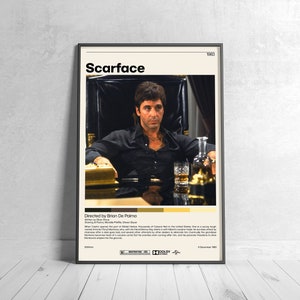 Scarface Poster | Brian De Palma, Minimalist Movie Poster, Vintage Retro Art Print, Custom Poster, Wall Art Print, Home Decor