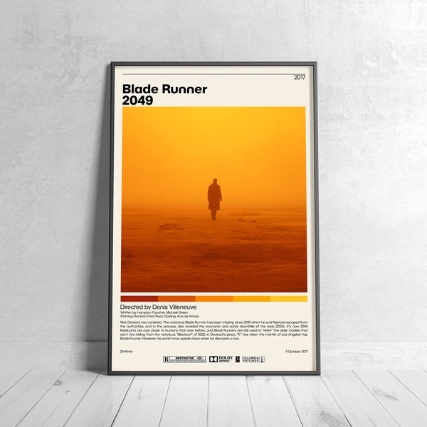 Blade Runner 2049 Poster | Denis Villeneuve, Minimalist Movie Poster, Vintage Retro Art Print, Custom Poster, Wall Art Print, Home Decor
