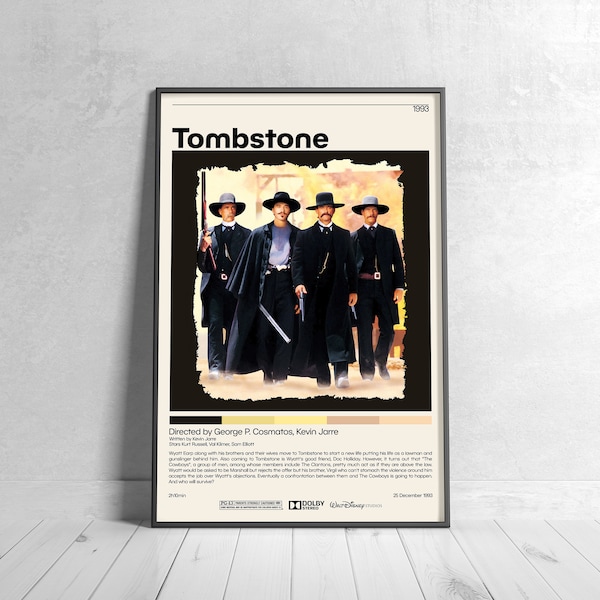 Tombstone Poster | George P. Cosmatos , Minimalist Movie Poster, Vintage Retro Art Print, Custom Poster, Wall Art Print, Home Decor