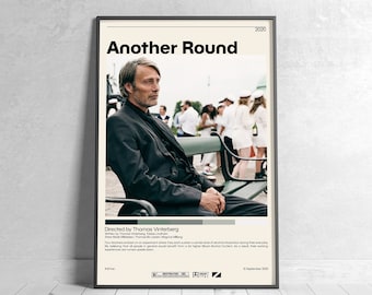 Another Round Movie Poster | Thomas Vinterberg, Minimalist Movie Poster, Vintage Retro Art Print, Custom Poster, Wall Art Print, Home Decor