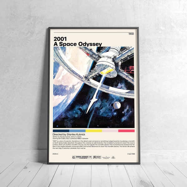 2001: A Space Odyssey | Stanley Kubrick, Minimalist Movie Poster, Vintage Retro Art Print, Custom Poster, Wall Art Print, Home Decor