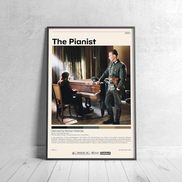 The Pianist  | Roman Polanski, Minimalist Movie Poster, Vintage Retro Art Print, Custom Poster, Wall Art Print, Home Decor