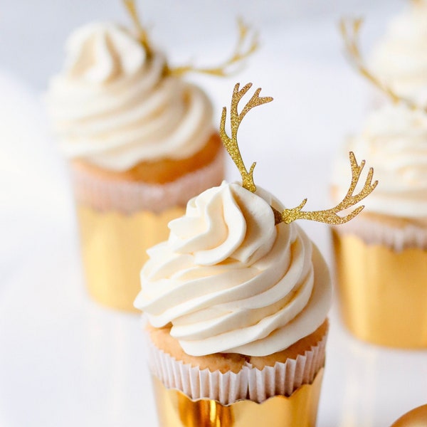 Cupcake Aufstecker Rentiergeweih Gold