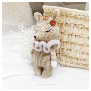 Mellys the deer with flowery woods | Crochet Pattern | Amigurumi | Handmade toy | Children&#39;s Gift | Animal Hook | doe | fawn | Deer ENG/FR